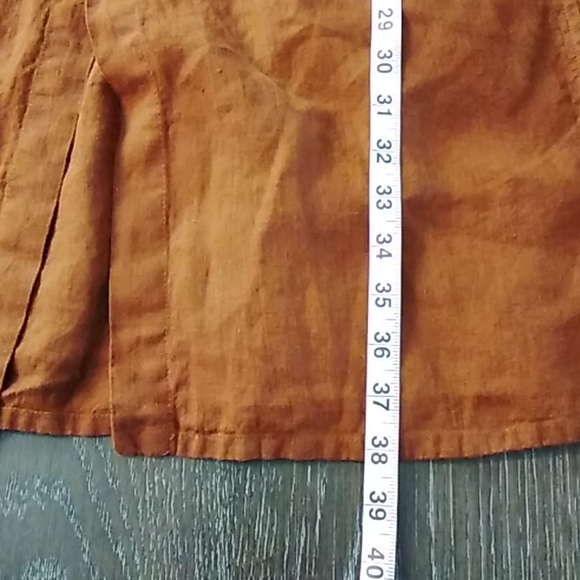 Flax maxi linen skirt and top brown button down - Picture 10 of 12